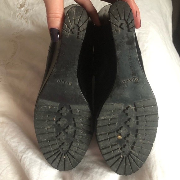 Prada Black Leather Platform Booties | Size 38, Size 9 - Picture 4 of 8